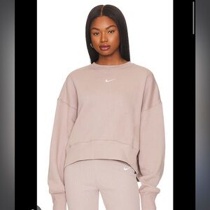 NIKE Phoenix Fleece Oversized Crew Sweatshirt Taupe Size S